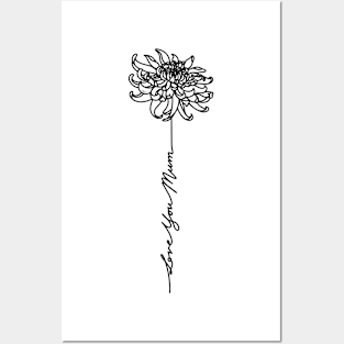 Mothers Day Chrysanthemum Flower - Love You Mum - Commonwealth Spelling Posters and Art